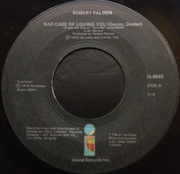 Robert Palmer : Bad Case Of Loving You (Doctor, Doctor) (7", Bla)