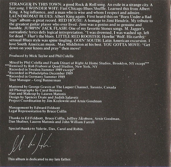 Mick Taylor : Stranger In This Town (CD, Album)