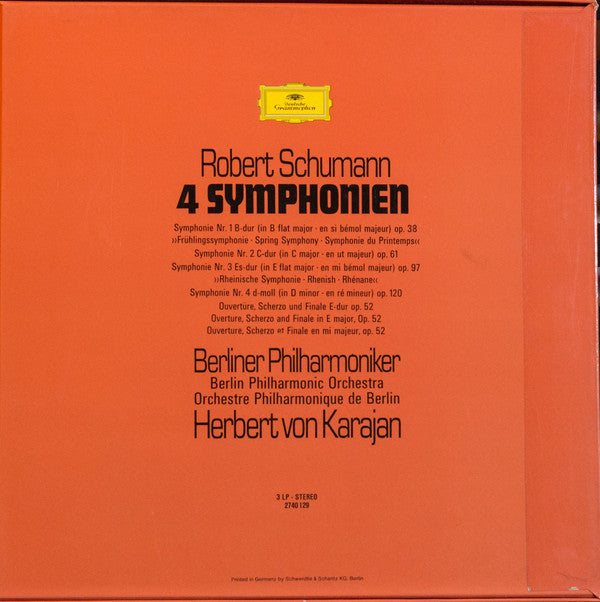 Robert Schumann - Herbert von Karajan, Berliner Philharmoniker : 4 Symphonien (3xLP, RP + Box)