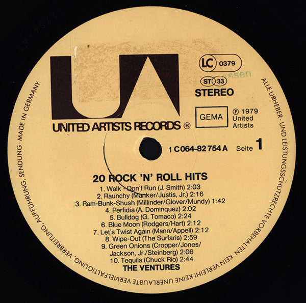 The Ventures : 20 Rock 'N' Roll Hits (LP, Comp)
