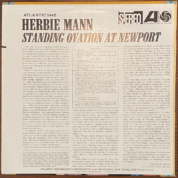 Herbie Mann : Standing Ovation At Newport (LP, Album, RE, PR )