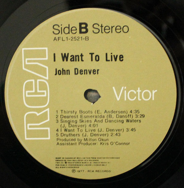 John Denver : I Want To Live (LP, Album)