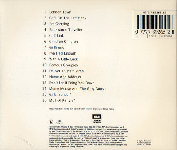 Wings (2) : London Town (CD, Album, RE, RM)