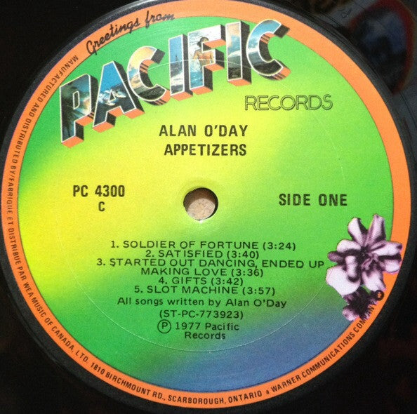 Alan O'Day : Appetizers (LP, Album)