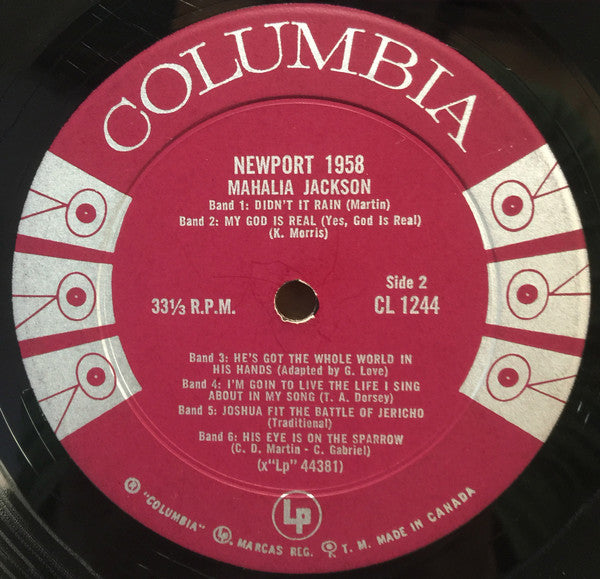Mahalia Jackson : Newport 1958 (LP, Album, Mono)