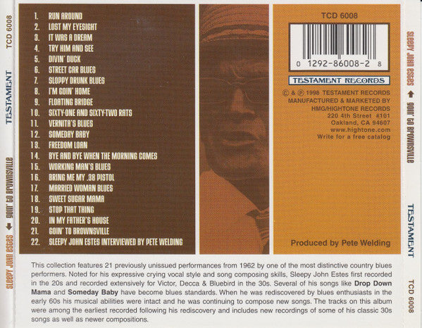 Sleepy John Estes : Goin' To Brownsville (CD, Album)