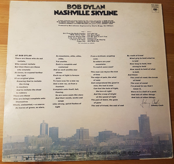 Bob Dylan : Nashville Skyline (LP, Album, RE)