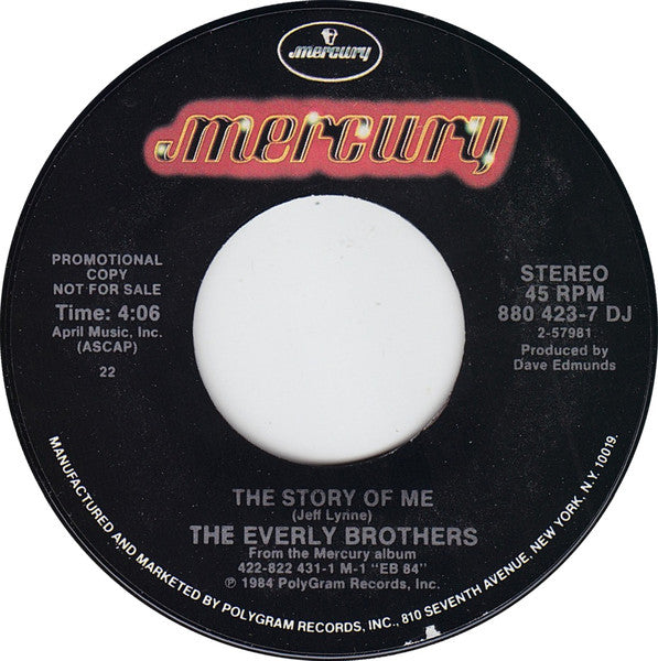 Everly Brothers : The Story Of Me (7", Single, Promo, Styrene, 22 )