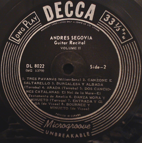 Andrés Segovia : Guitar Solos (LP)