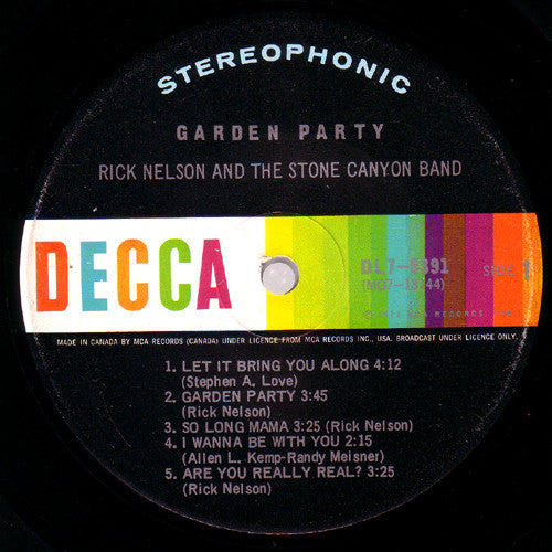 Rick Nelson & The Stone Canyon Band : Garden Party (LP, Album)