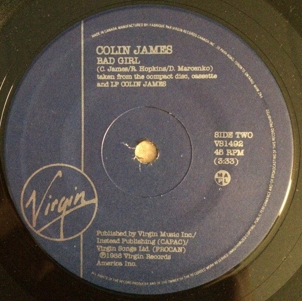 Colin James (2) : Chicks 'N Cars / Bad Girl (7")