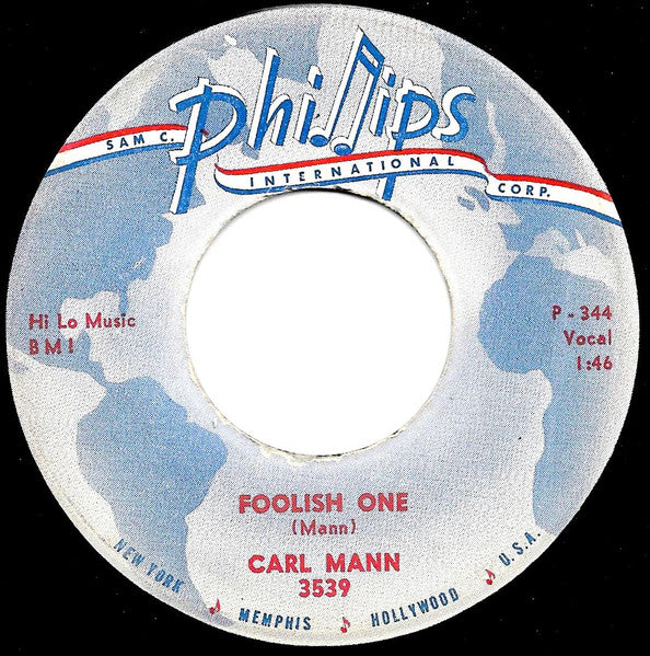 Carl Mann : Mona Lisa / Foolish One (7", Single)