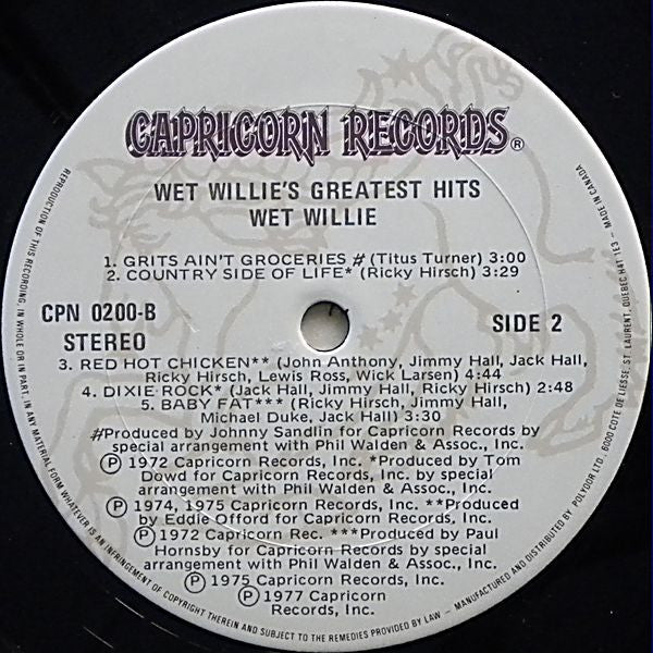 Wet Willie : Wet Willie Greatest Hits (LP, Comp)