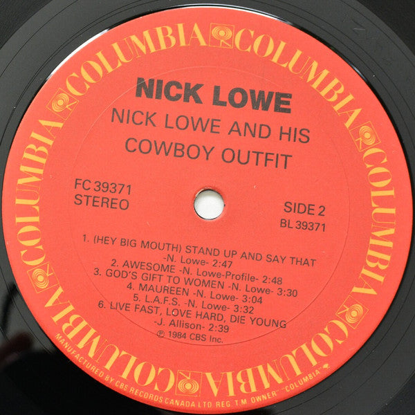 Nick Lowe And His Cowboy Outfit : Nick Lowe And His Cowboy Outfit (LP, Album)