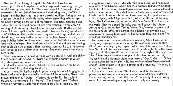 Albert Collins And The Ice Breakers* : Don't Lose Your Cool (CD, Album, RE)
