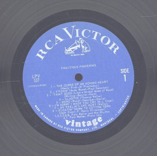 Fats Waller : Fractious Fingering (LP, Comp, Mono)
