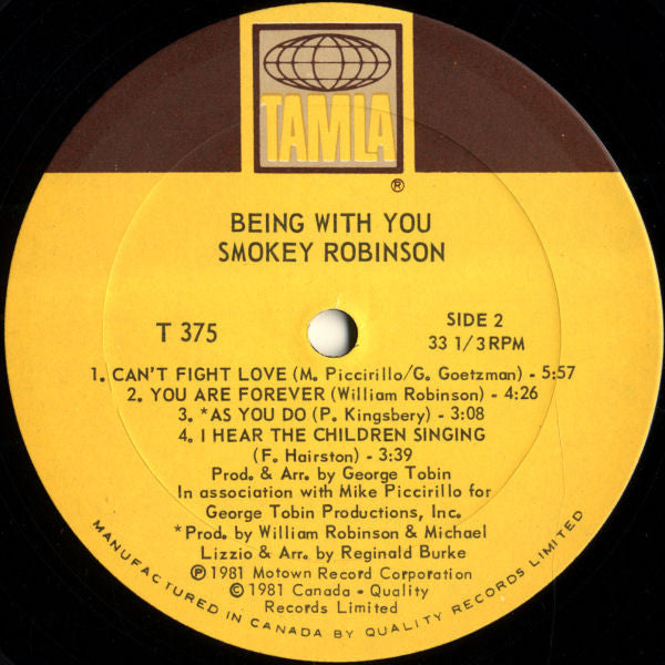 Smokey Robinson : Being With You (LP, Album)