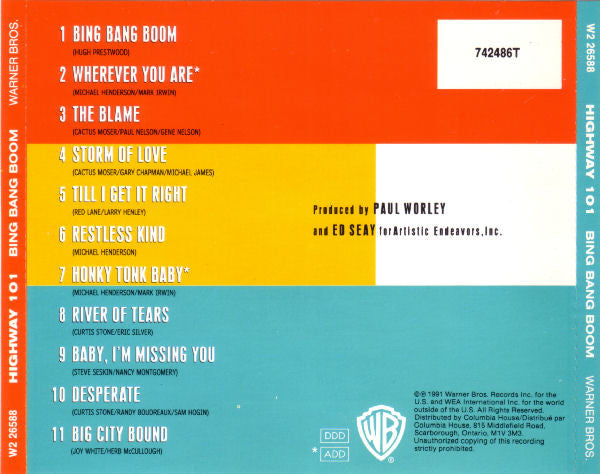 Highway 101 : Bing Bang Boom (CD, Album, Club)