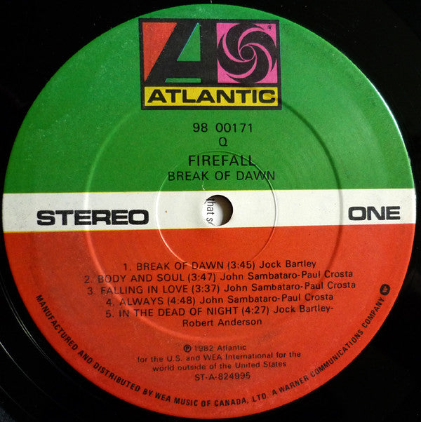 Firefall : Break Of Dawn (LP, Album)