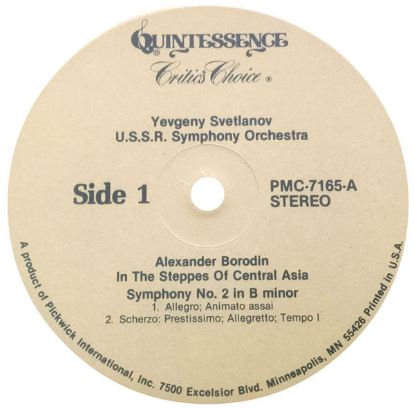 Alexander Borodin - Evgeni Svetlanov, Russian State Symphony Orchestra : Symphony No. 2 / Polovtsky March / In The Steppes Of Central Asia. (LP, RE, RM)
