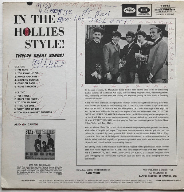 The Hollies : In The Hollies Style (LP, Album, Mono)