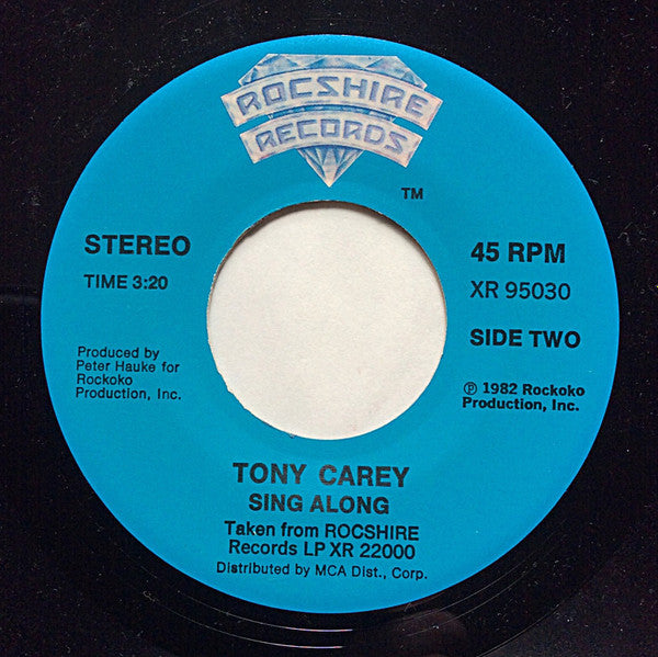 Tony Carey : I Won't Be Home Tonight / Sing Along (7", Single)