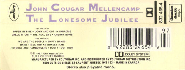 John Cougar Mellencamp : The Lonesome Jubilee (Cass, Album, CrO)