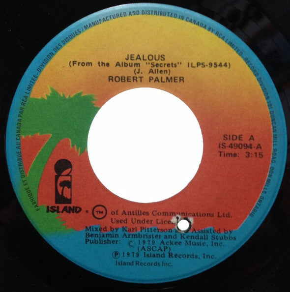 Robert Palmer : Jealous (7", Single)
