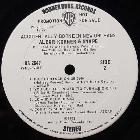 Alexis Korner & Snape : Accidentally Borne In New Orleans (LP, Album, Promo, Whi)