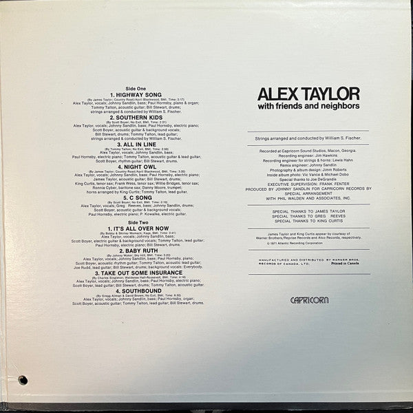 Alex Taylor (4) : With Friends And Neighbors (LP, Album, Gat)