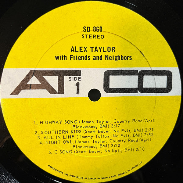 Alex Taylor (4) : With Friends And Neighbors (LP, Album, Gat)