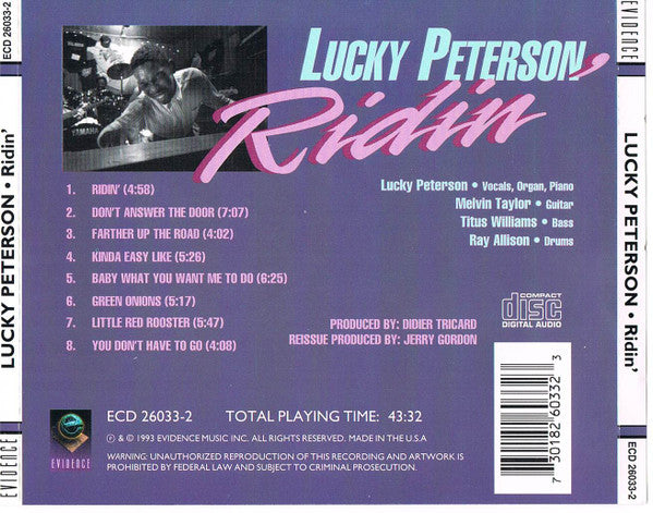 Lucky Peterson : Ridin' (CD, Album)