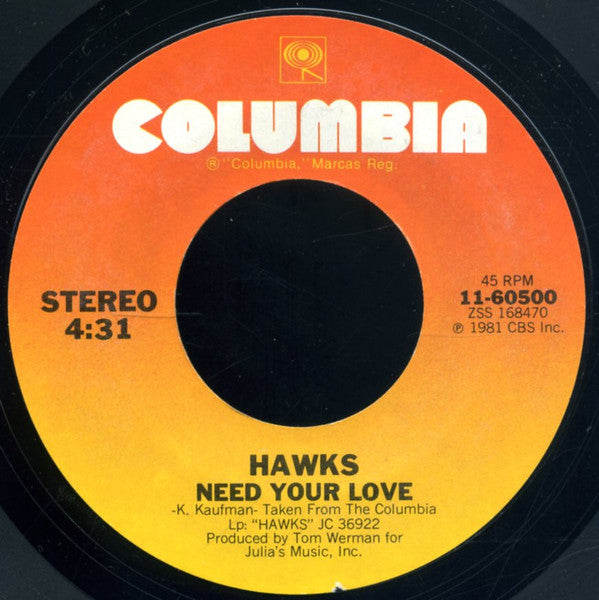 Hawks (2) : Right Away (7", Single)