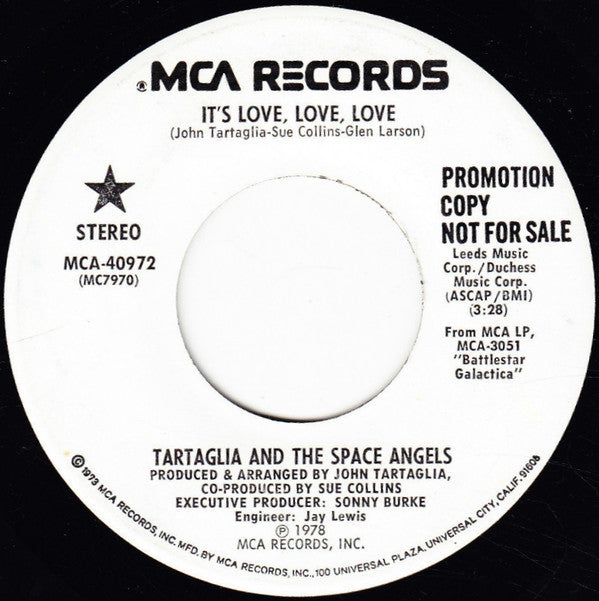 John Tartaglia And The Space Angels : It's Love, Love, Love (7", Single, Promo, Pin)