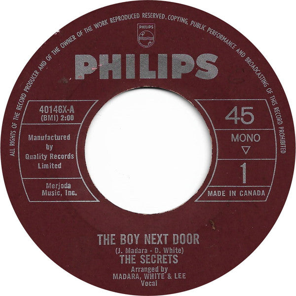 The Secrets (9) : The Boy Next Door (7", Single, Mono)