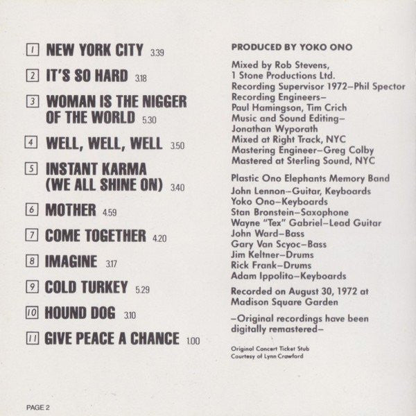 John Lennon : Live In New York City (CD, Album)