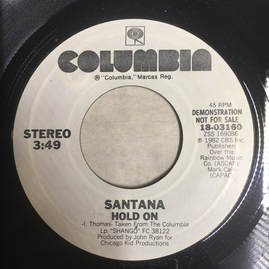 Santana : Hold On (7", Single, Promo)