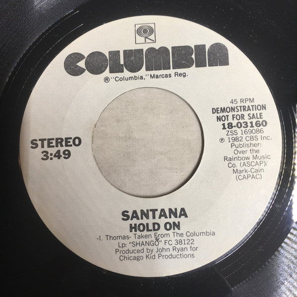 Santana : Hold On (7", Single, Promo)