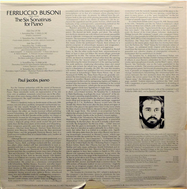 Ferruccio Busoni, Paul Jacobs (3) : The Six Sonatinas For Piano (LP)