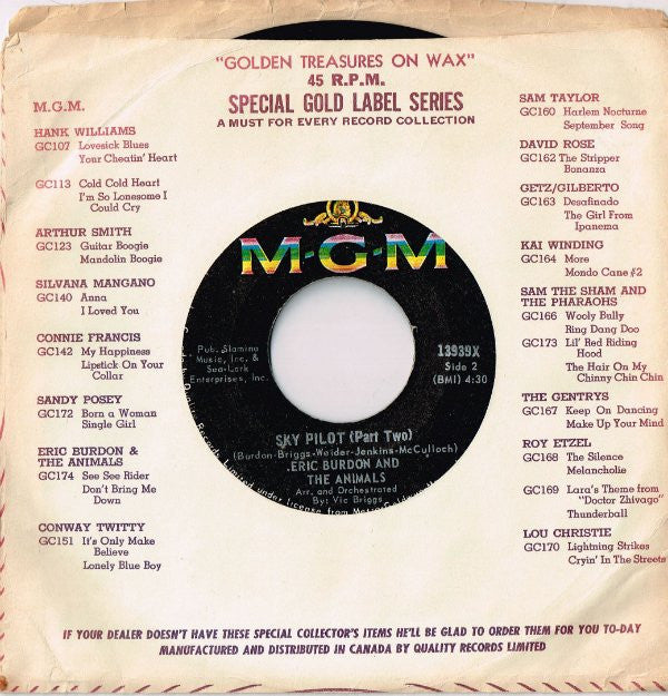 Eric Burdon & The Animals : Sky Pilot (7", Single)