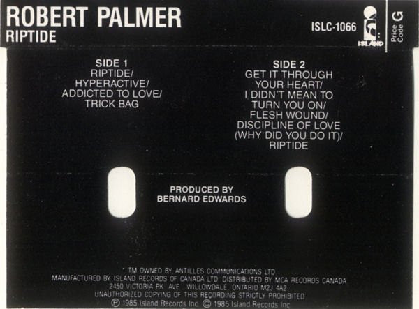 Robert Palmer : Riptide (Cass, Album, Dol)