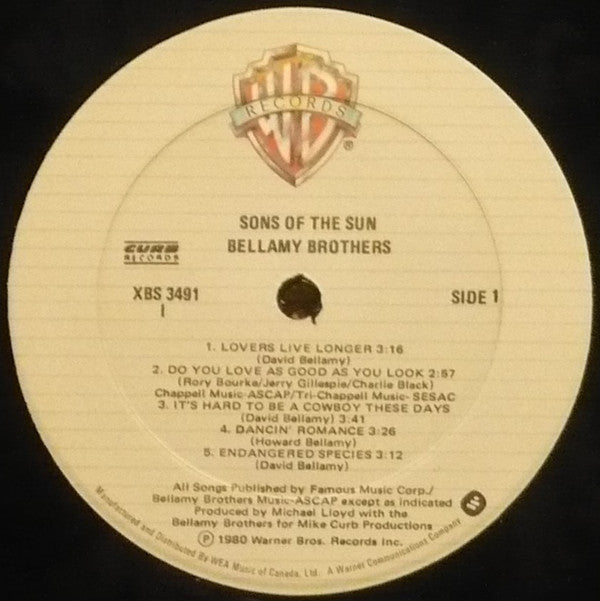 Bellamy Brothers : Sons Of The Sun (LP, Album)