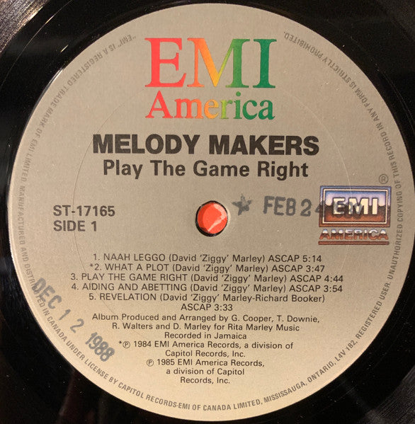 Melody Makers* Featuring Ziggy Marley : Play The Game Right (LP, Album)