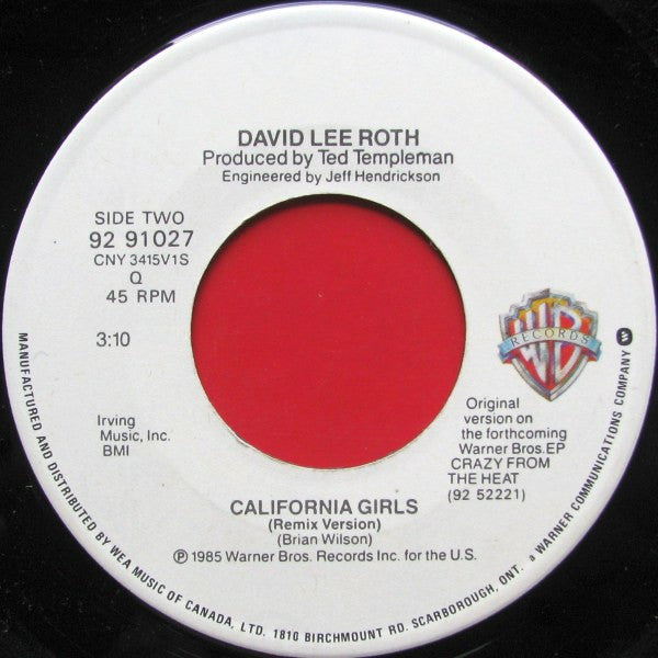 David Lee Roth : California Girls (7")
