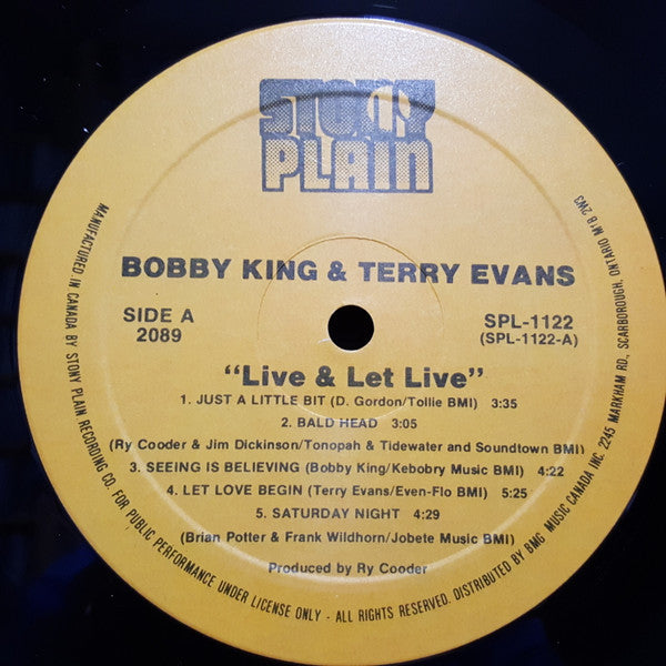 Bobby King & Terry Evans : Live And Let Live! (LP, Album)