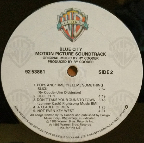 Ry Cooder : Blue City - Motion Picture Soundtrack (LP, Album)