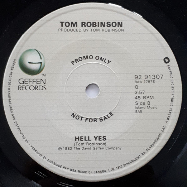 Tom Robinson : War Baby (7", Promo, lit)