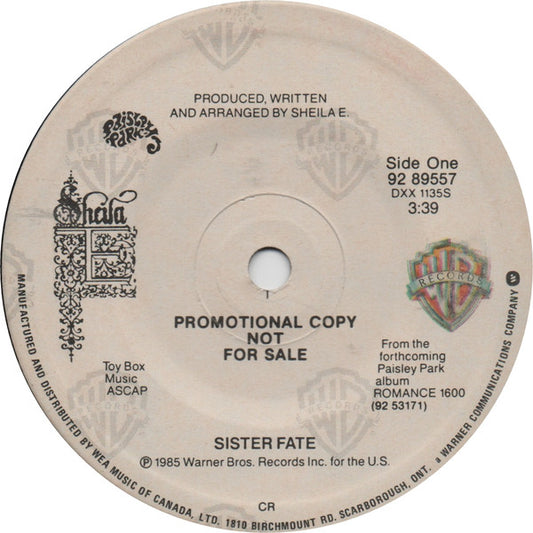 Sheila E. : Sister Fate (7", Promo)