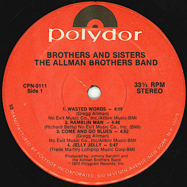 The Allman Brothers Band : Brothers And Sisters (LP, Album, RE)