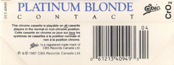 Platinum Blonde : Contact (Cass, Album, CrO)
